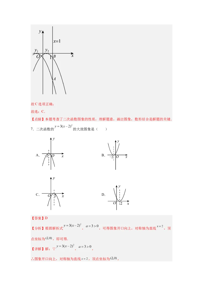 专题22.1.3.1二次函数y=a(x-h)&sup2;的图象和性质（4个考点）（题型专练+易错精练）（教师版）_初中数学_九年级数学上册（人教版）_知识解读与题型专练-V14_2025版