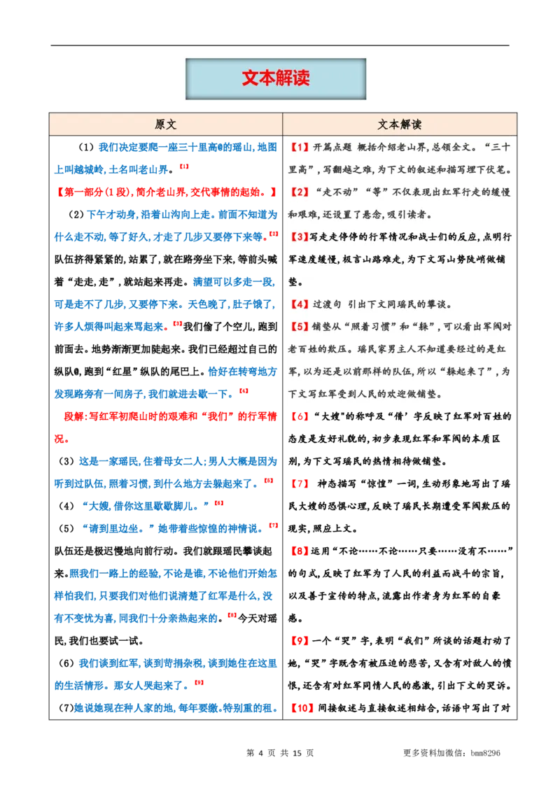 第06讲《老山界》_新人教版七下语文学习资料包_9.寒假预习课讲义+作业练习_七下语文寒假预习课