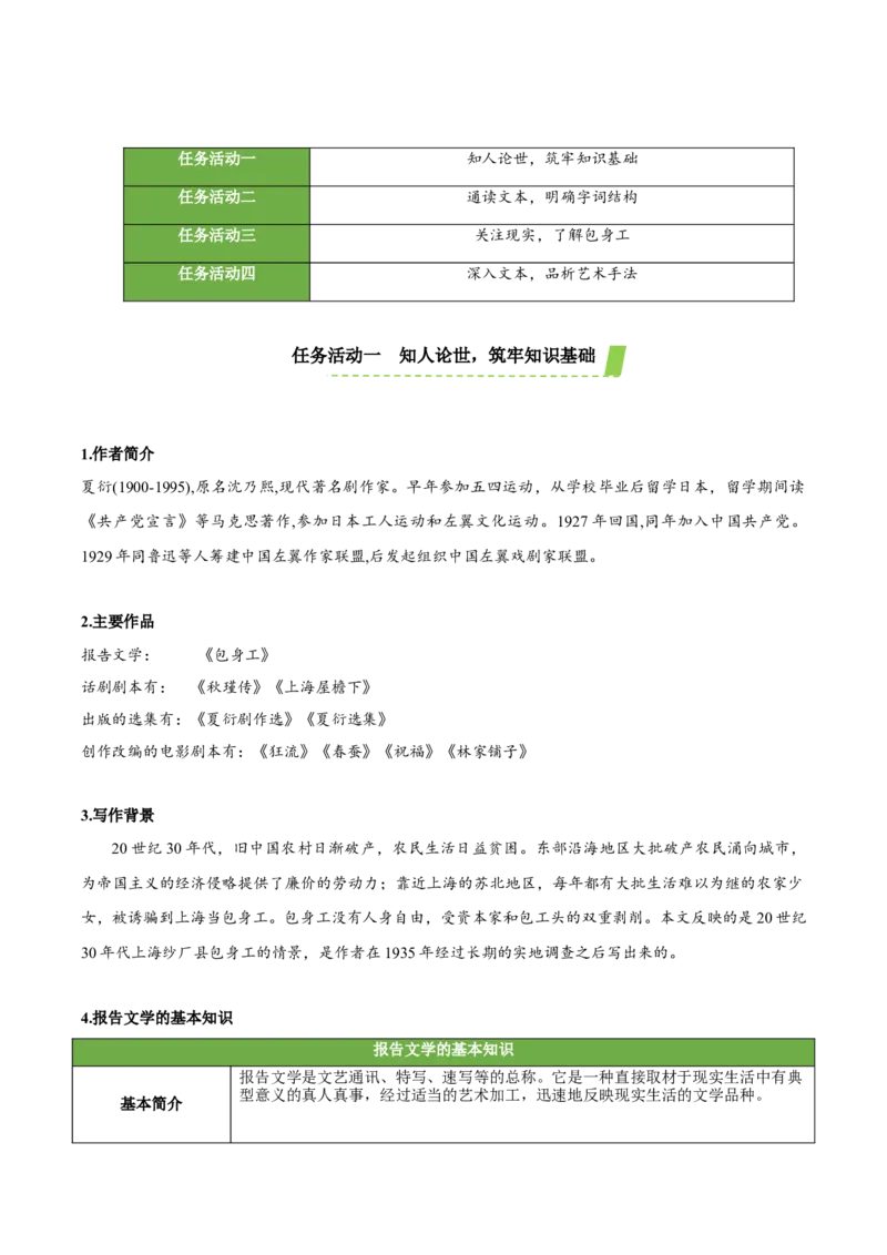 7《包身工》（教学设计）-（统编版选择性必修中册）_高语_高中语文_选择性必修中册_教学设计