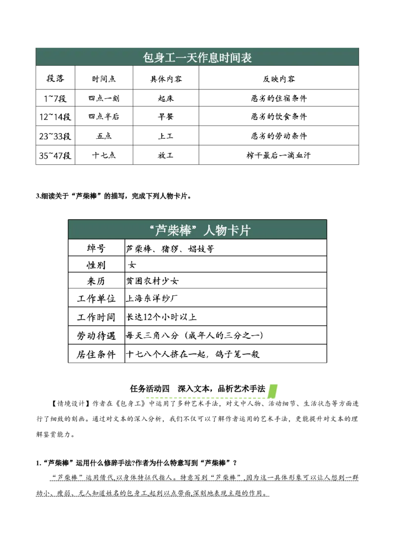7《包身工》（教学设计）-（统编版选择性必修中册）_高语_高中语文_选择性必修中册_教学设计