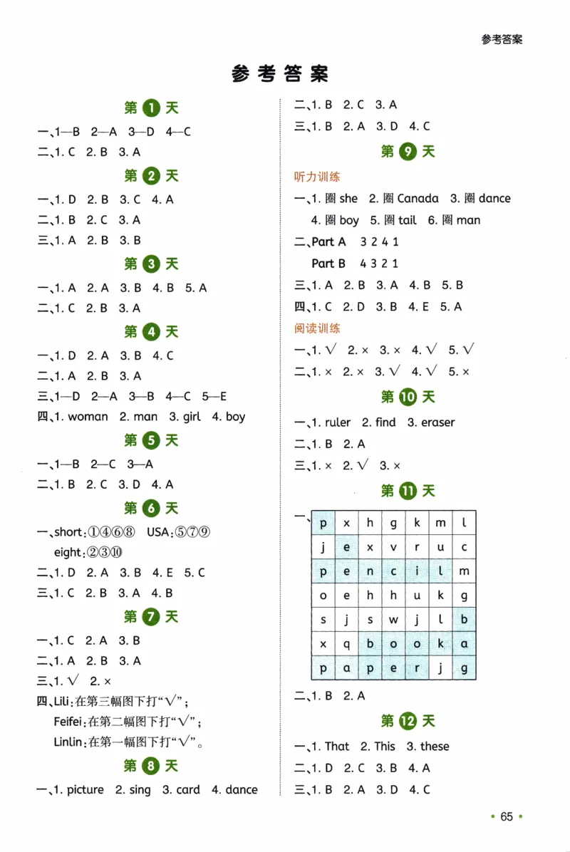 26春《一本预备三年级下册》人教PEP版英语_21练习题+试卷合集多套完整版_-26春《预备新学期》