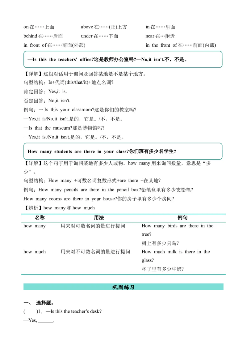 Unit1语法（知识清单）（人教PEP版）_单元复习专项-K50_2024版