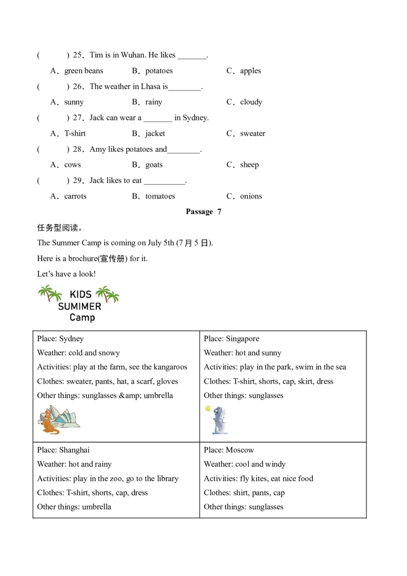 专题12阅读：非连续性文本10篇（专项训练）-（人教PEP版）_期末总复习-K164