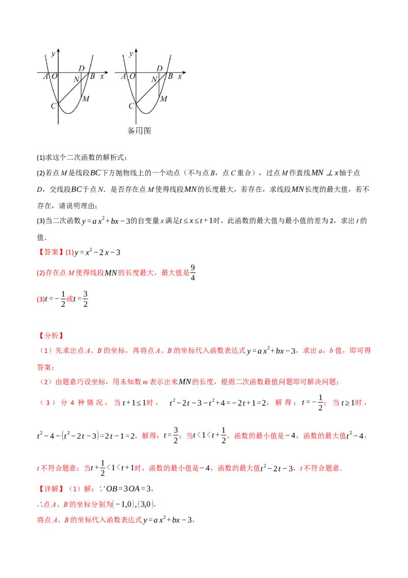 专题22.7二次函数中的最值问题（八大题型）（举一反三）（人教版）（教师版）_初中数学_九年级数学上册（人教版）_母题专项-U66_2025版
