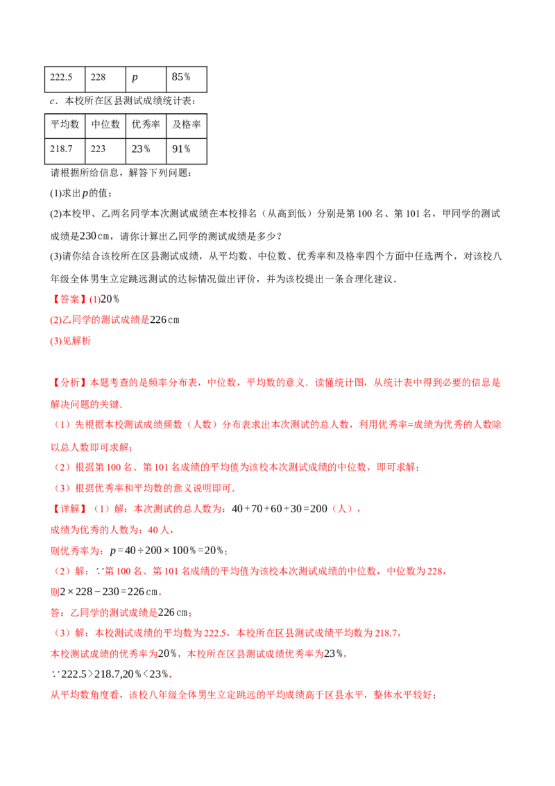 专题20.1数据的分析（八大题型）（举一反三）（人教版）（教师版）_初中数学_八年级数学下册（人教版）_母题专项-U66_2025版