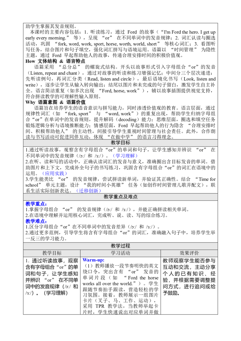 Unit3Timeforschool_00上课课件PPT+教案第十套完整版_教案