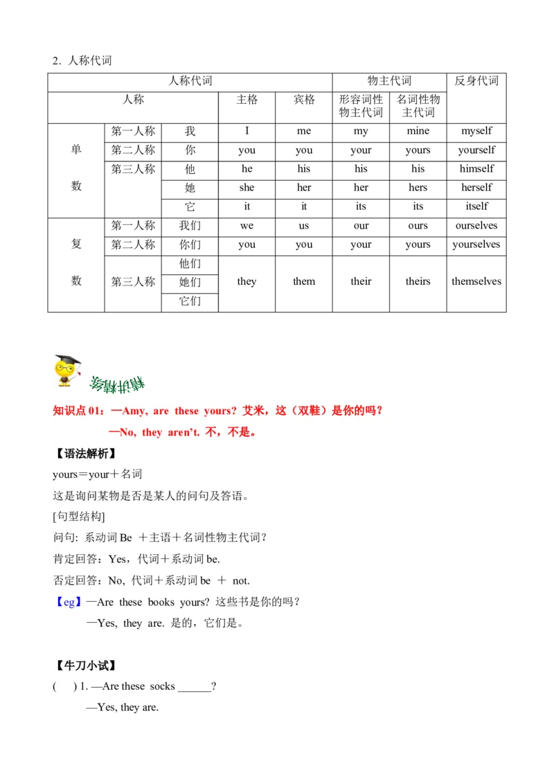 Unit5Myclothes(知识清单)-（人教PEP版）（学生版）_知识总结