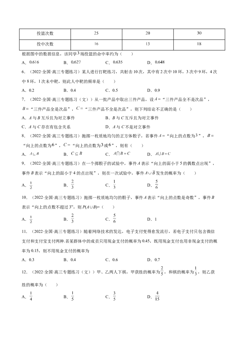 第30讲概率小题（原卷版）_2.2025数学总复习_赠品通用版（老高考）复习资料_一轮复习_通用版2023届数学高考一轮教案（Word版，含解析）
