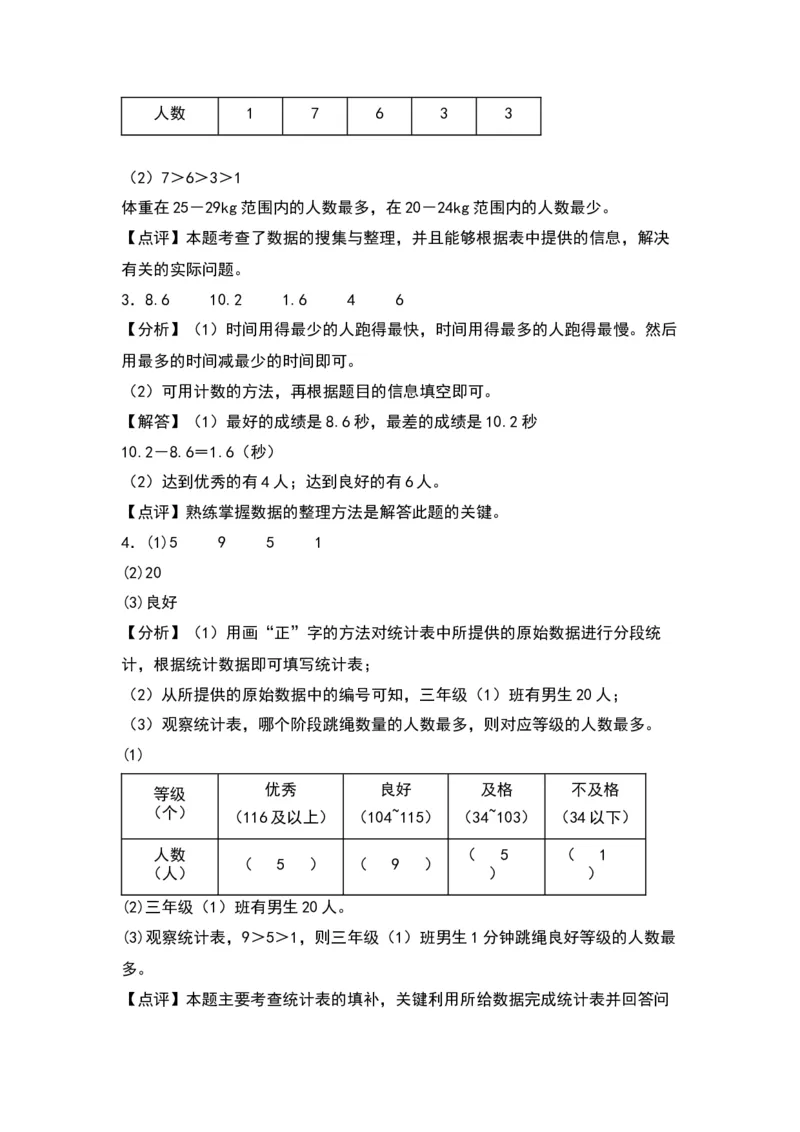 第九单元数据的收集和整理（二）（基础卷）-（答案教师）（苏教版）(1)_三年级数学下册（苏教版）_单元知识复习专项-K49_2024版