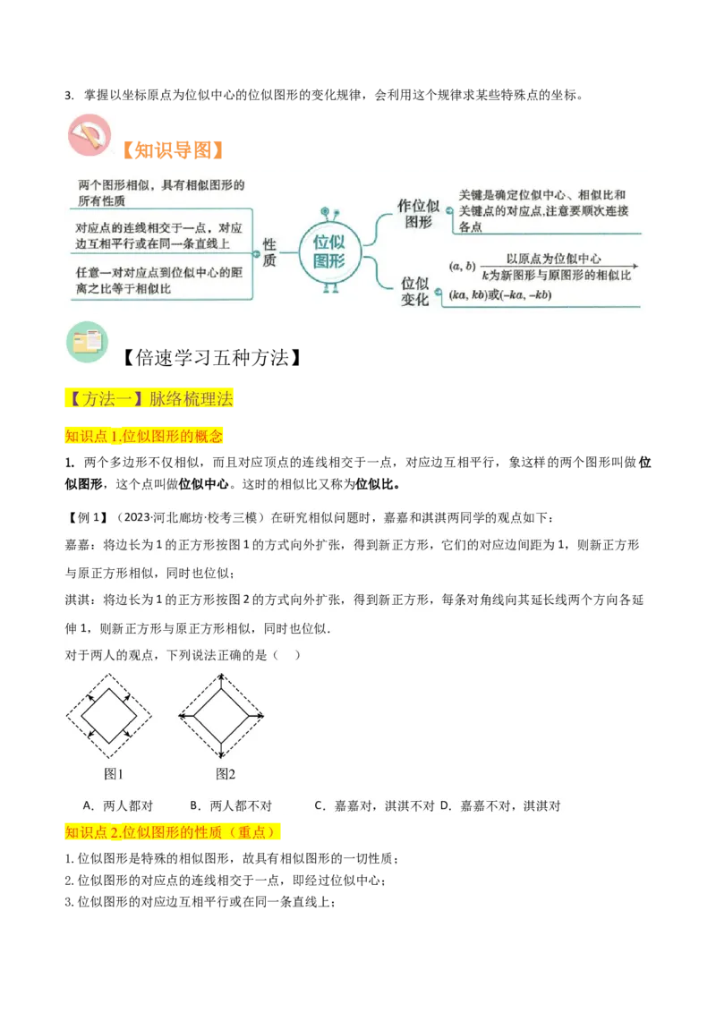 专题24位似（4个知识点5种题型2个易错点1个中考考点）（学生版）_初中数学_九年级数学下册（人教版）_常见题型通关讲解练-V3_2024版