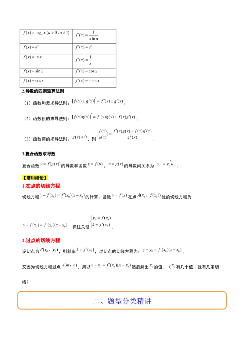 第14讲导数的概念及其意义、导数的运算（精讲）一轮复习讲义2024年高考数学高频考点题型归纳与方法总结（新高考通用）原卷版_2.2025数学总复习_2024年新高考资料_1.2024一轮复习