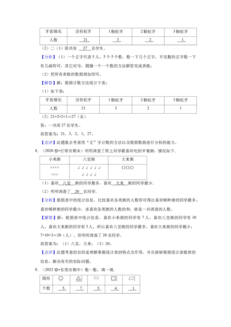 第九单元数据的收集和整理（二）（教师版）-三年级数学下册单元复习讲义（苏教版）(1)_三年级数学下册（苏教版）_知识总结
