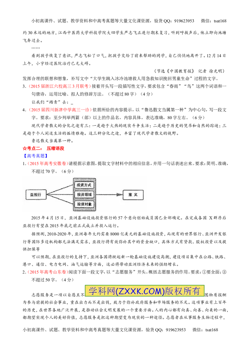 专题06语言表达之扩展语句或压缩语段（讲）-2016年高考语文一轮复习讲练测（原卷版）_高语_1高中语文_2016年高考语文一轮复习讲练测（全套打包162份）
