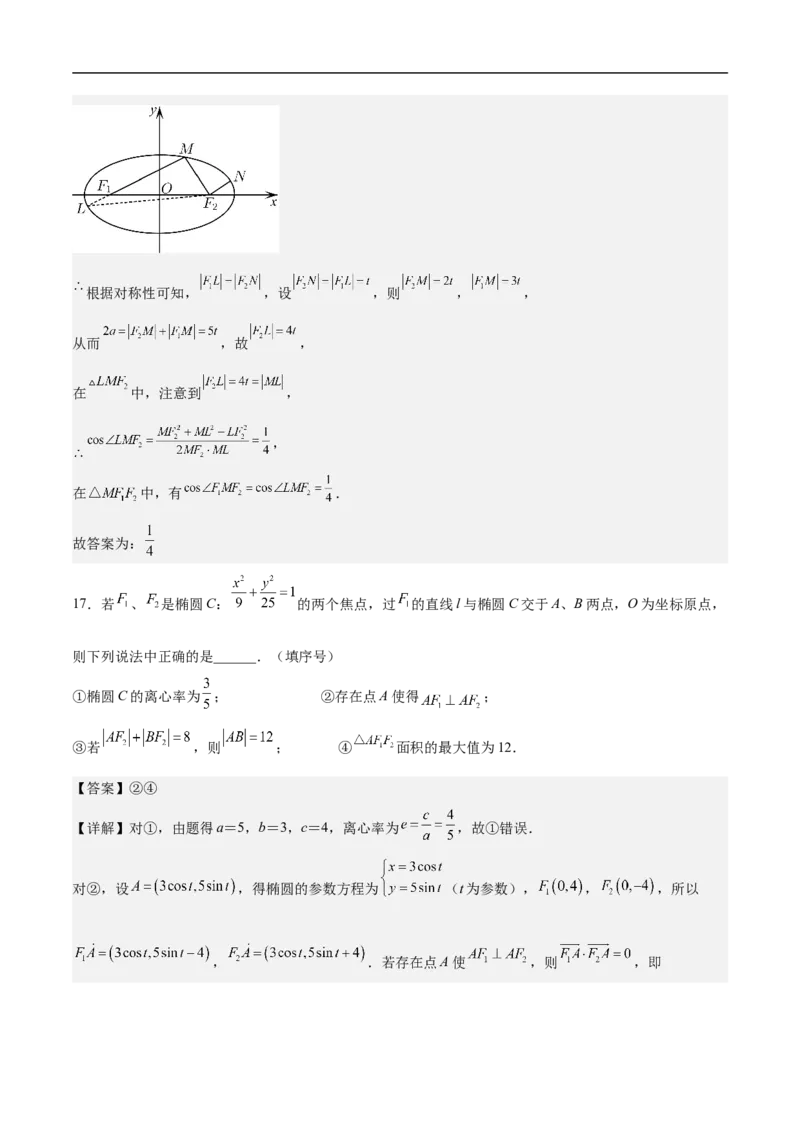 第16讲椭圆（教师版）_2.2025数学总复习_2023年新高考资料_二轮复习_备战2023年高考数学二轮复习对点题型（新高考专用）_第16讲椭圆