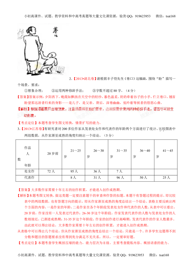 专题08图文转换-2015版3-2-1备战2016高考精品系列之语文（解析版）_高语_1高中语文_2015版3-2-1备战2016高考精品系列之语文（全套打包32份）