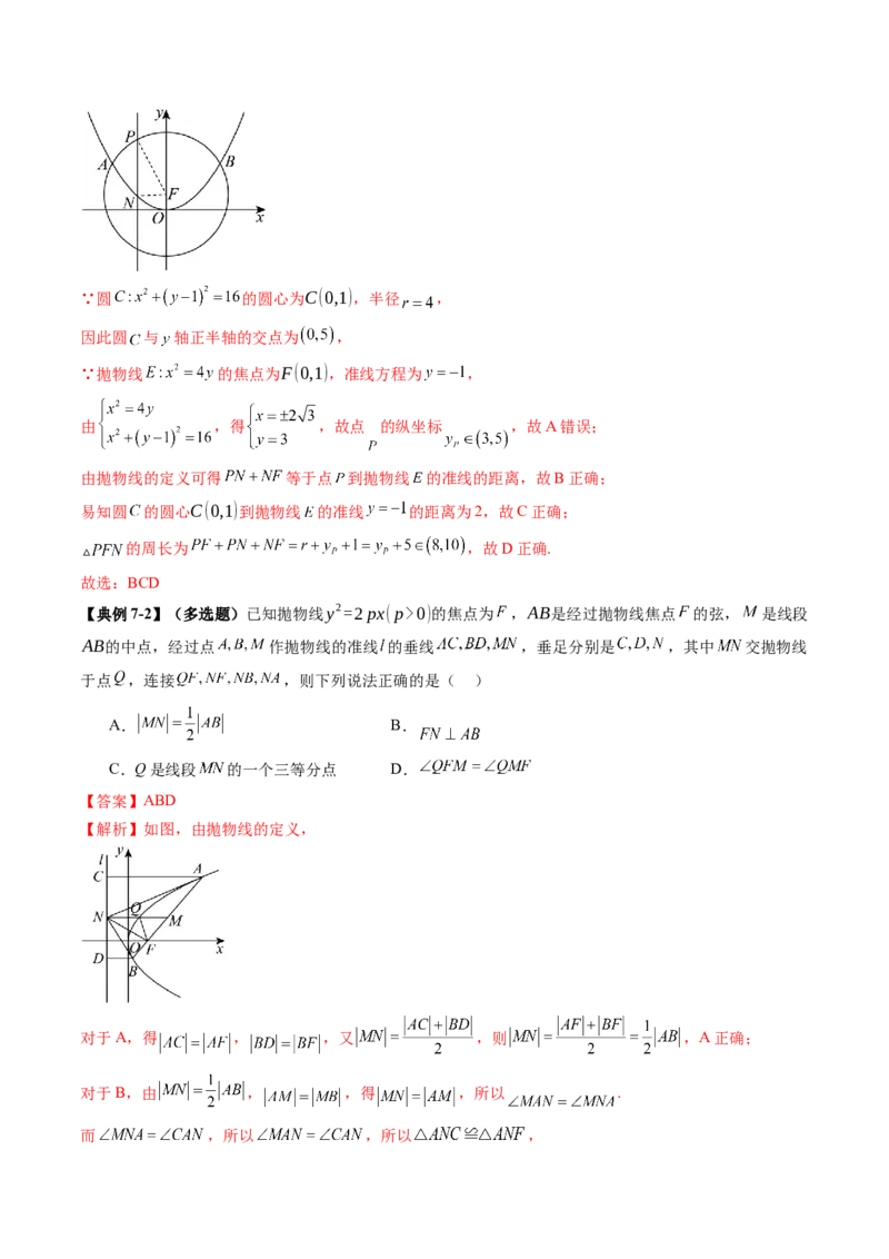 第07讲抛物线及其性质（八大题型）（讲义）（解析版）_2.2025数学总复习_2025年新高考资料_一轮复习_2025年高考数学一轮复习讲练测（新教材新高考，含2024高考真题）