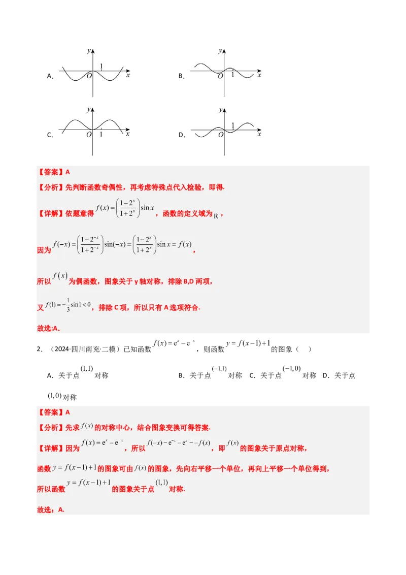 第12练函数的图像（精练：基础+重难点）-2025年高考数学一轮复习讲义及高频考点归纳与方法总结（新高考通用）解析版_2.2025数学总复习_2025年新高考资料_一轮复习