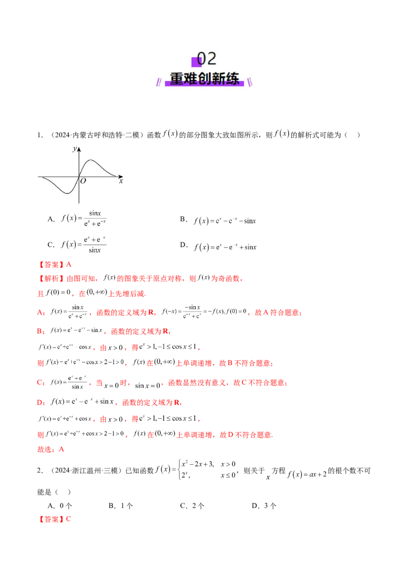 第06讲函数的图象（九大题型）（练习）（解析版）_2.2025数学总复习_2025年新高考资料_一轮复习_2025年高考数学一轮复习讲练测（新教材新高考，含2024高考真题）