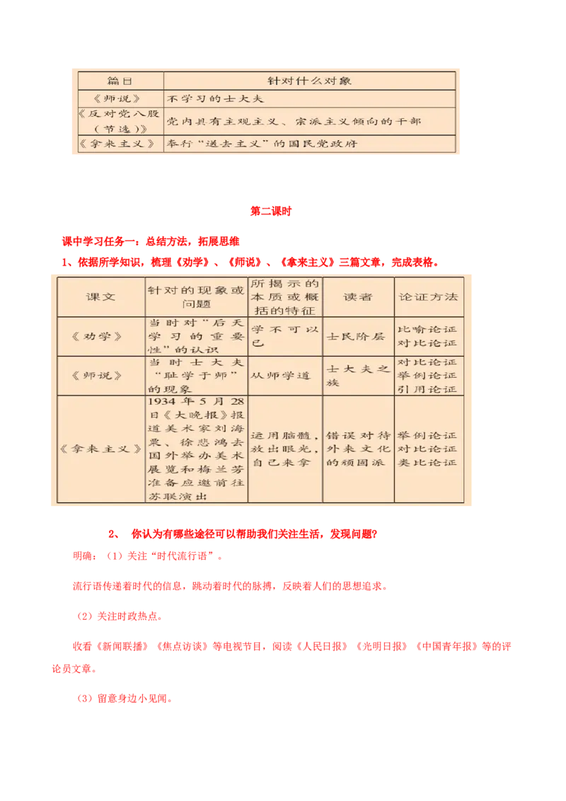 写作：议论要有针对性（导学案）-（统编版必修上册）_高语_高中语文_必修上册_导学案