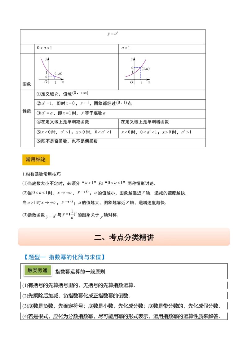 第10讲指数与指数函数（精讲）-2025年高考数学一轮复习讲义及高频考点归纳与方法总结（新高考通用）原卷版_2.2025数学总复习_2025年新高考资料_一轮复习