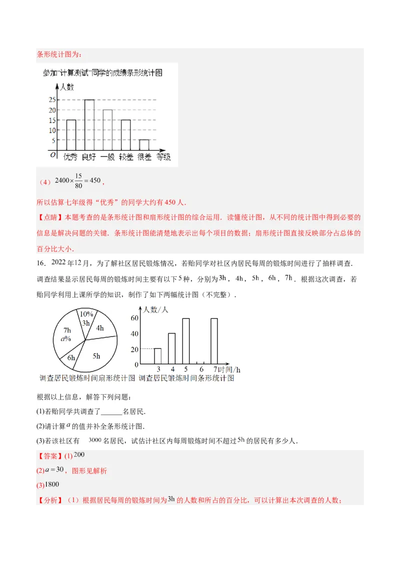 10.1.2抽样调查分层作业（解析版）_初中数学人教版_7下-初中数学人教版_7下-初中数学人教版（旧版）赠送_06习题试卷_1同步练习_同步练习（第2套）