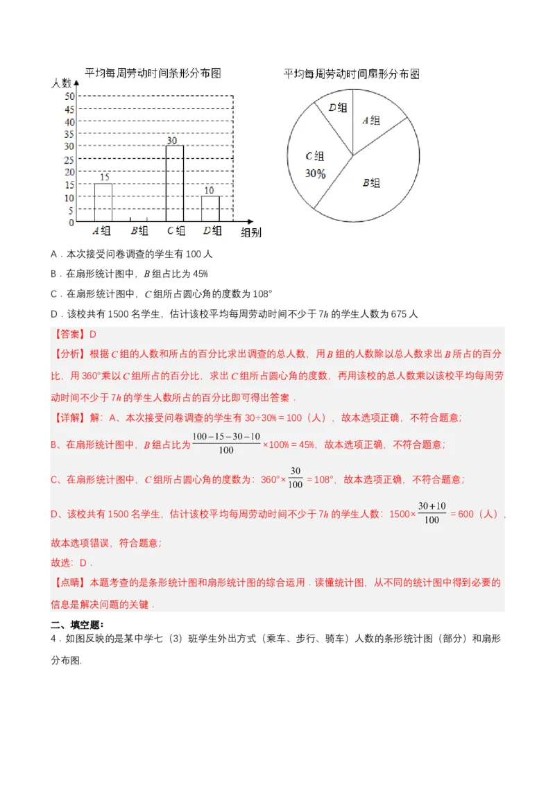 10.1.2抽样调查分层作业（解析版）_初中数学人教版_7下-初中数学人教版_7下-初中数学人教版（旧版）赠送_06习题试卷_1同步练习_同步练习（第2套）