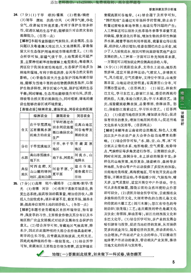 2025《万唯中考&bull;云南定心卷》地理答案_初中资料合集_万唯2025版万唯中考《定心卷》地生-实时更新（已更4省）_2025万唯中考《定心卷》地生（云南）