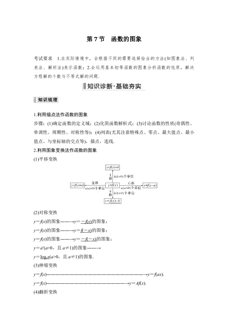 第2章函数概念与基本初等函数Ⅰ第7节　函数的图象_2.2025数学总复习_赠品通用版（老高考）复习资料_一轮复习_2023年高考数学（文科）一轮复习（老高考通用版）_专题教师版word讲义