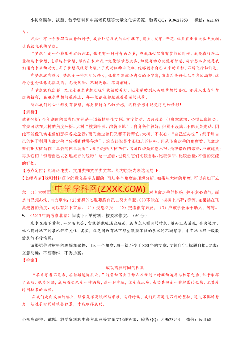 专题20写作之议论文（练）-2017年高考语文二轮复习讲练测（解析版）_高语_1高中语文_2017年高考语文二轮复习讲练测（全套打包120份）