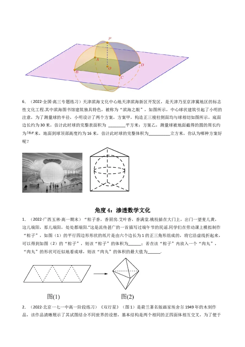 第3讲素养提升之立体几何新情境、新考法专项冲刺(原卷版）_2.2025数学总复习_2023年新高考资料_二轮复习_备战2023年高考数学二轮复习专题讲练（新高考版）_专题四立体几何