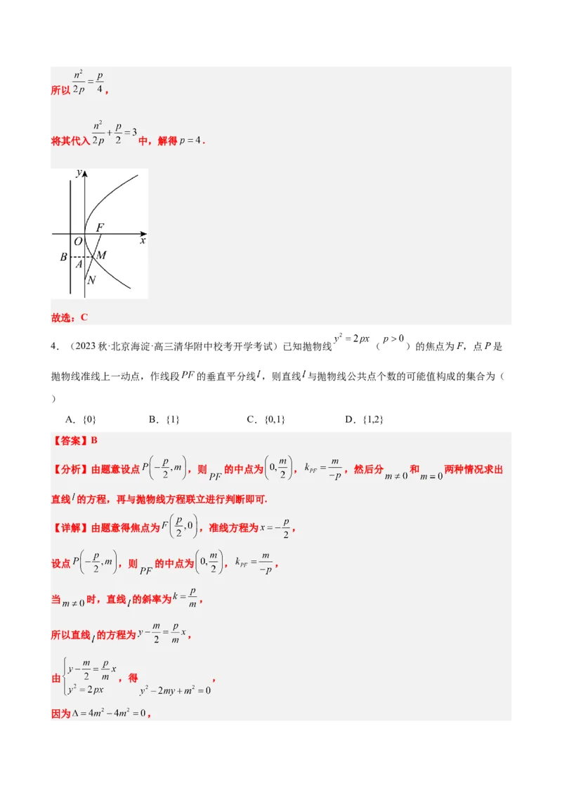 第46讲直线与抛物线（精讲）一轮复习讲义2024年高考数学高频考点题型归纳与方法总结（新高考通用）解析版_2.2025数学总复习_2024年新高考资料_1.2024一轮复习