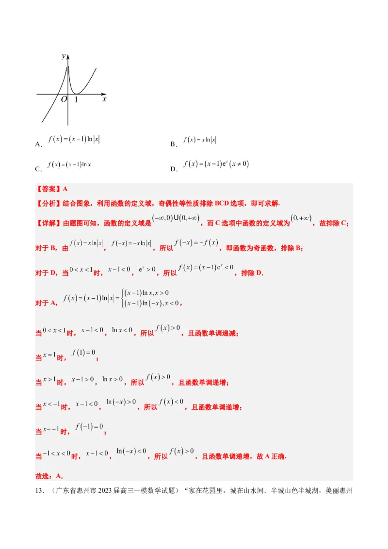 第12练函数的图像（精练：基础+重难点）一轮复习讲义2024年高考数学高频考点题型归纳与方法总结（新高考通用）解析版_2.2025数学总复习_2024年新高考资料_1.2024一轮复习