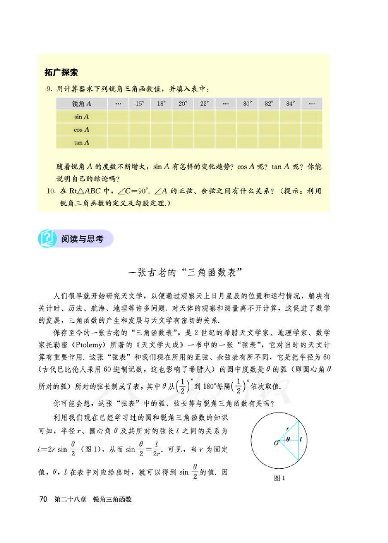 人教版9年级数学下册高清教材_初中数学_九年级数学下册（人教版）