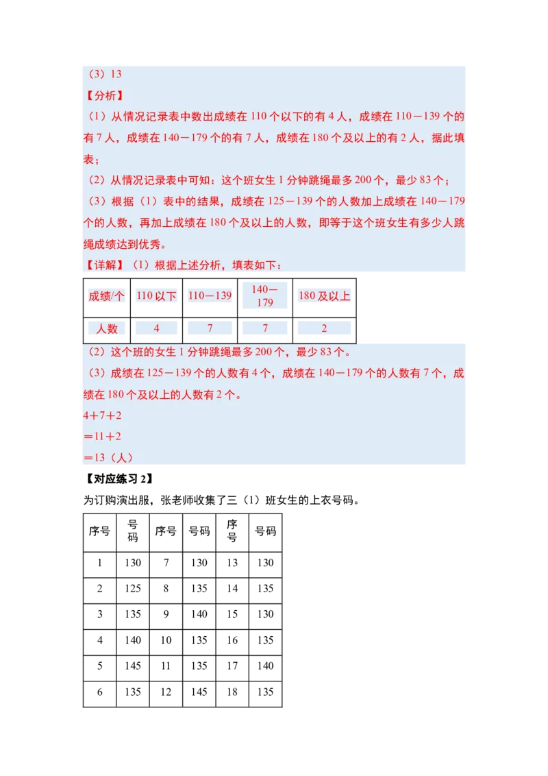 第九单元数据的收集和整理（二）（三大考点）-（教师版）苏教版(1)_三年级数学下册（苏教版）_解决问题专项练习-T7_2024版