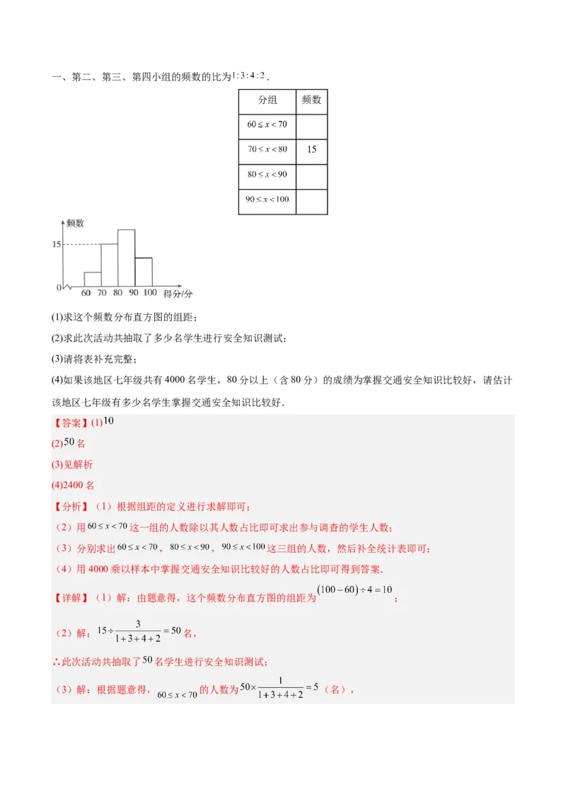 10.2.1直方图（1）分层作业（解析版）_初中数学人教版_7下-初中数学人教版_7下-初中数学人教版（旧版）赠送_06习题试卷_1同步练习_同步练习（第2套）