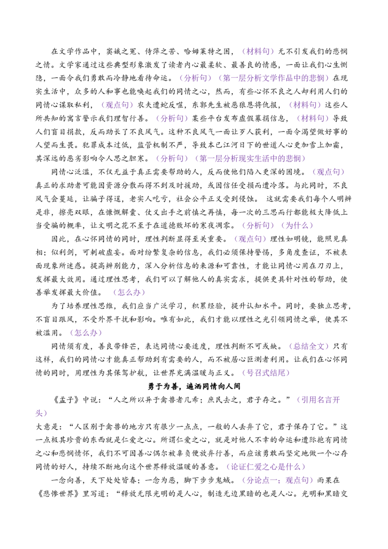 专题04：&rdquo;良知与悲悯&ldquo;主题范文引领-（统编版必修下册）_高语_高中语文_必修下册_单元写作_第二单元看古今传奇，品人生百味