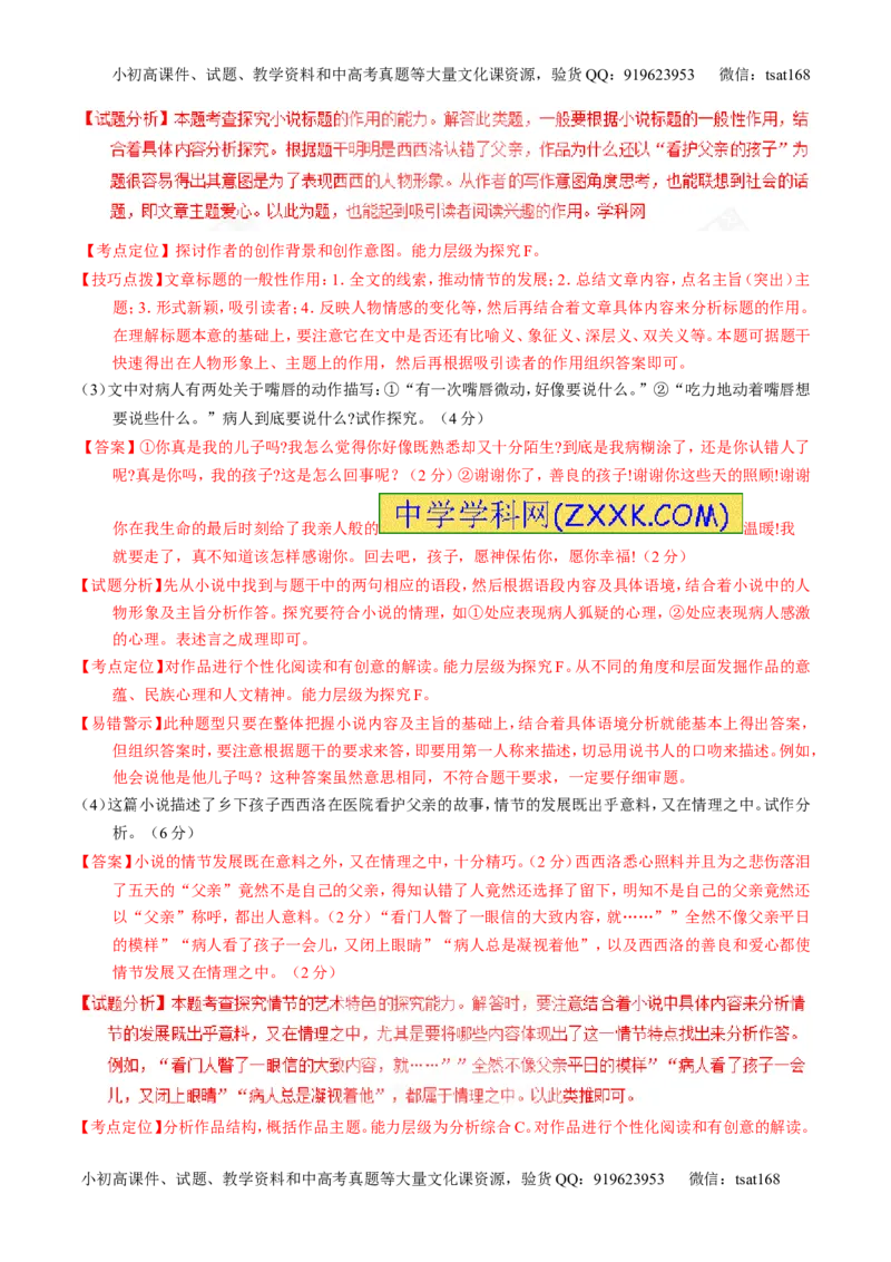 专题21小说阅读之环境情节（讲）-2017年高考语文一轮复习讲练测（解析版）_高语_1高中语文_2017年高考语文一轮复习讲练测（全套打包174份）