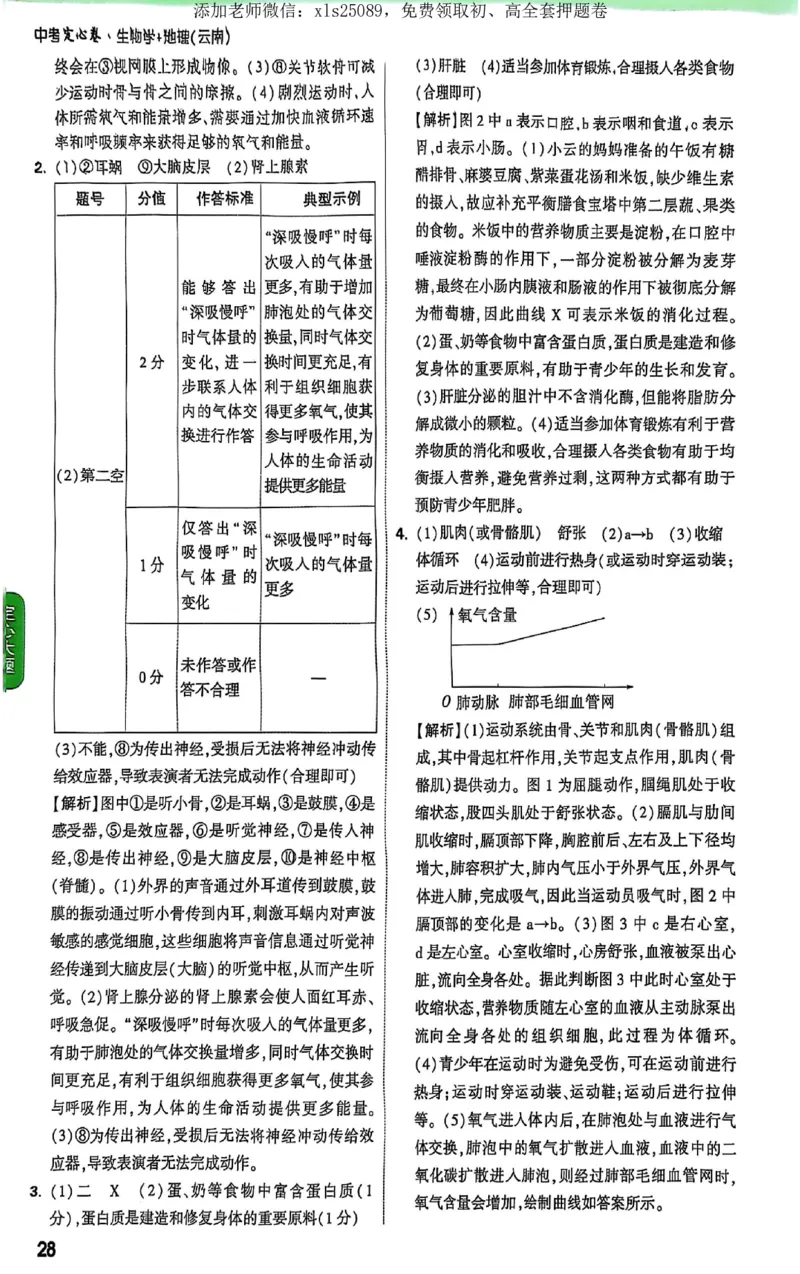 2025《万唯中考&bull;云南定心卷》生地定心大题答案_初中资料合集_万唯2025版万唯中考《定心卷》地生-实时更新（已更4省）_2025万唯中考《定心卷》地生（云南）