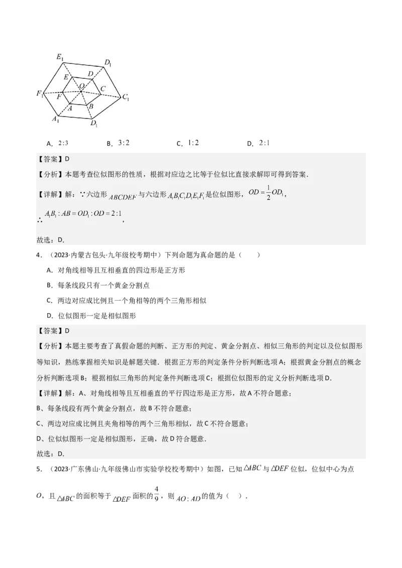 专题24位似（4个知识点5种题型2个易错点1个中考考点）（教师版）_初中数学_九年级数学下册（人教版）_常见题型通关讲解练-V3_2024版