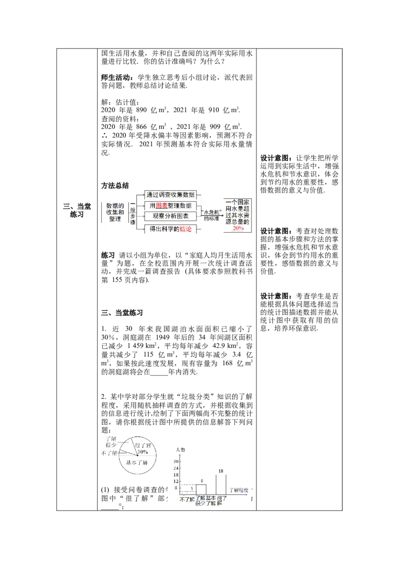 10.3课题学习从数据谈节水教案_初中数学人教版_7下-初中数学人教版_7下-初中数学人教版（旧版）赠送_04教案（多套）_教案（第1套）新课标_第10章数据的收集、整理与描述教案