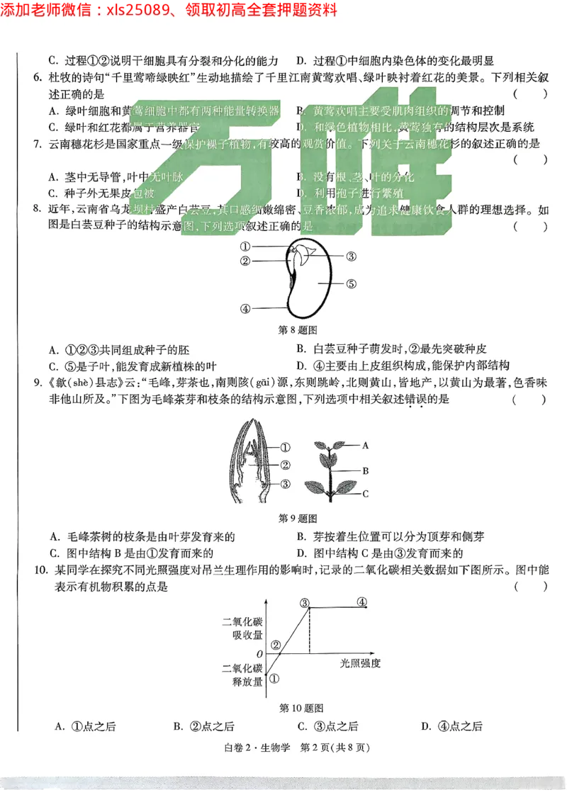 2025《万唯中考&bull;云南黑白卷》生物试卷_初中资料合集_万唯2025万唯中考《黑白卷-地生》多地版本（已更12省）_2025《万唯中考&bull;黑白卷》地生（云南）