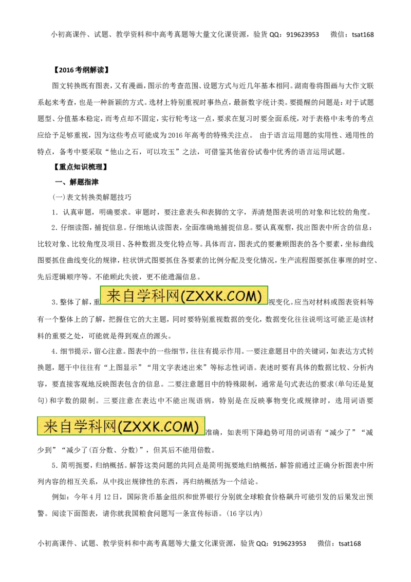 专题19图表与文字转换（讲学案）-2016年高考语文二轮复习精品资料（原卷版）_高语_1高中语文_2016年高考语文二轮复习精品资料（全套打包80份）