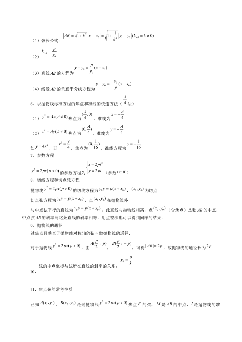 第07讲抛物线及其性质（八大题型）（讲义）（原卷版）_2.2025数学总复习_2025年新高考资料_一轮复习_2025年高考数学一轮复习讲练测（新教材新高考，含2024高考真题）