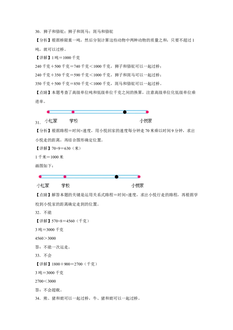 第二单元千米和吨应用题（易错题提高卷）三年级下册数学专项培优卷（苏教版）_三年级数学下册（苏教版）_专项练习