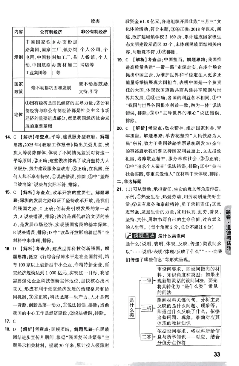 5科答案_初中资料合集_2025《万唯中考&bull;黑白卷》多地方版（更30省）_2025《万唯中考&bull;黑白卷》语文、数学、物理、化学、道法（山东）