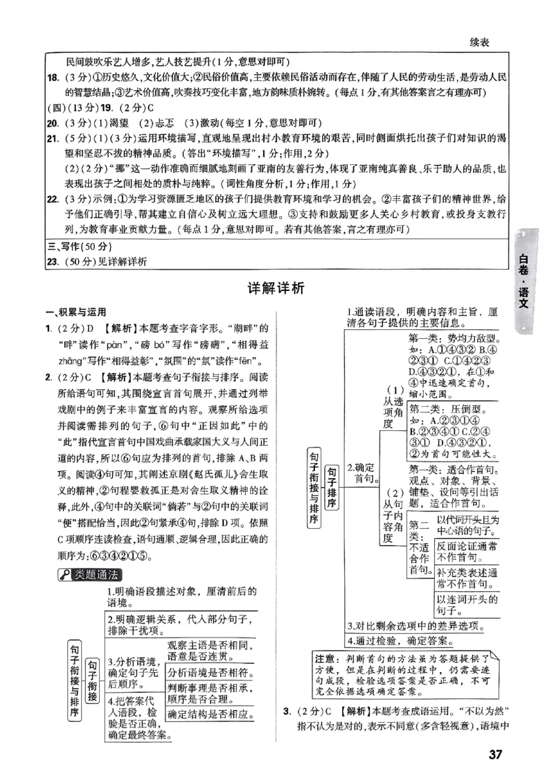 5科答案_初中资料合集_2025《万唯中考&bull;黑白卷》多地方版（更30省）_2025《万唯中考&bull;黑白卷》语文、数学、物理、化学、道法（山东）