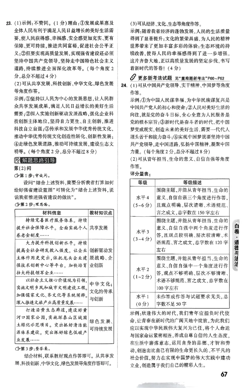5科答案_初中资料合集_2025《万唯中考&bull;黑白卷》多地方版（更30省）_2025《万唯中考&bull;黑白卷》语文、数学、物理、化学、道法（山东）