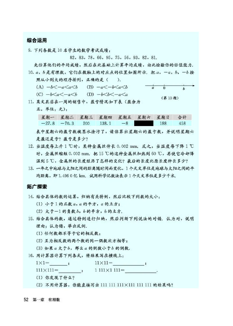 人教版7年级数学上册高清教材_初中数学_七年级数学上册（人教版）_老课标资料