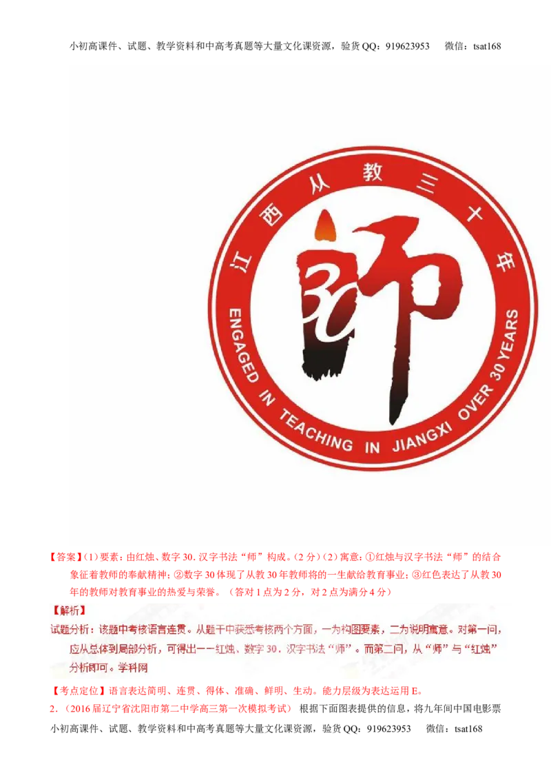 专题09图文转换-3年高考2年模拟1年原创备战2017高考精品系列之语文（解析版）_高语_1高中语文_2017年高考语文3年高考2年模拟1年原创（全套打包36份）