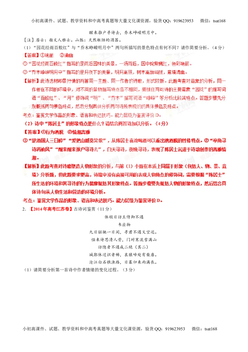 专题13鉴赏诗歌的形象（讲）-2016年高考语文一轮复习讲练测（解析版）_高语_1高中语文_2016年高考语文一轮复习讲练测（全套打包162份）